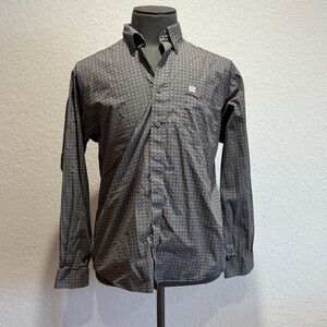 Cinch Gray Geometric Men's Button Down Shirt